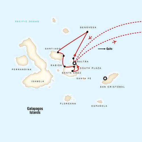 Galapagos - 5 days cruising Central & South islands aboard Alia map